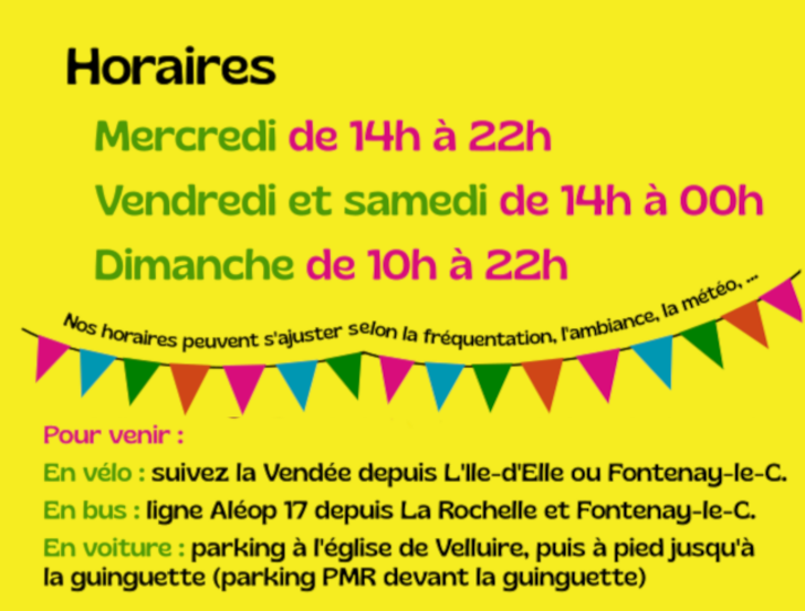 Horaires de la guinguette